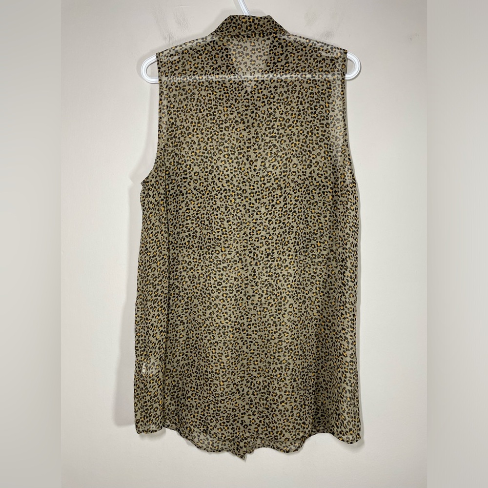 Equipment Femme Silk Sleeveless Leopard Print Shirt Dress size L - Picture 3 of 6